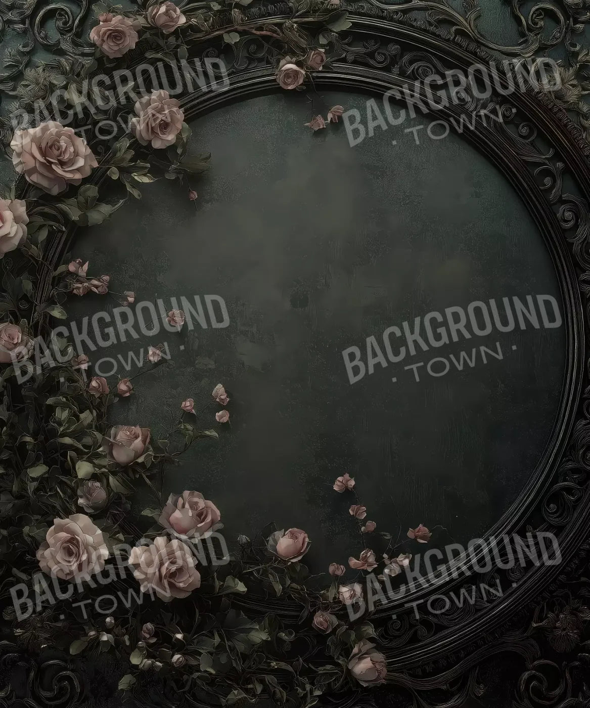 Victorian Gothic Frame with Flowers backdrop design without a subject