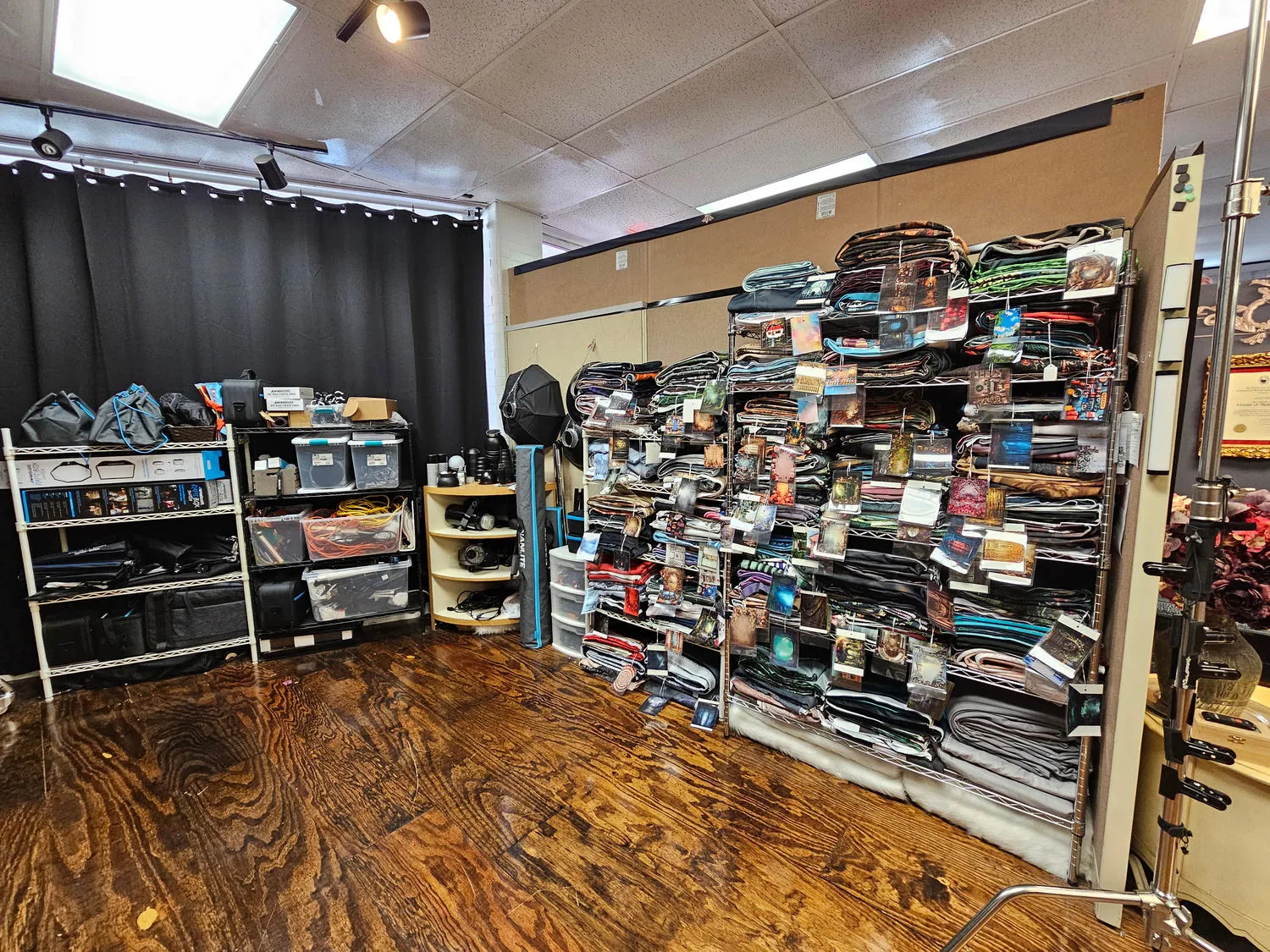Studio gear and backdrop racks