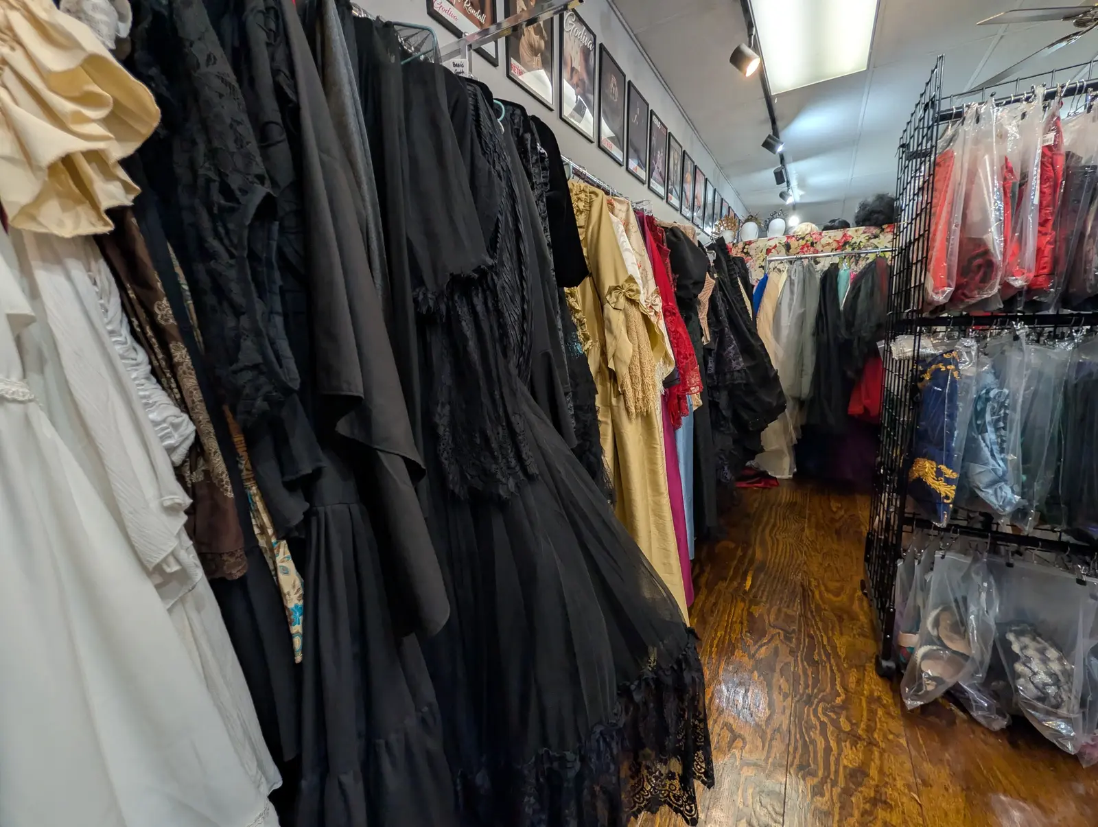 Inclusive studio wardrobe with gowns and dresses in sizes 00 through 6X