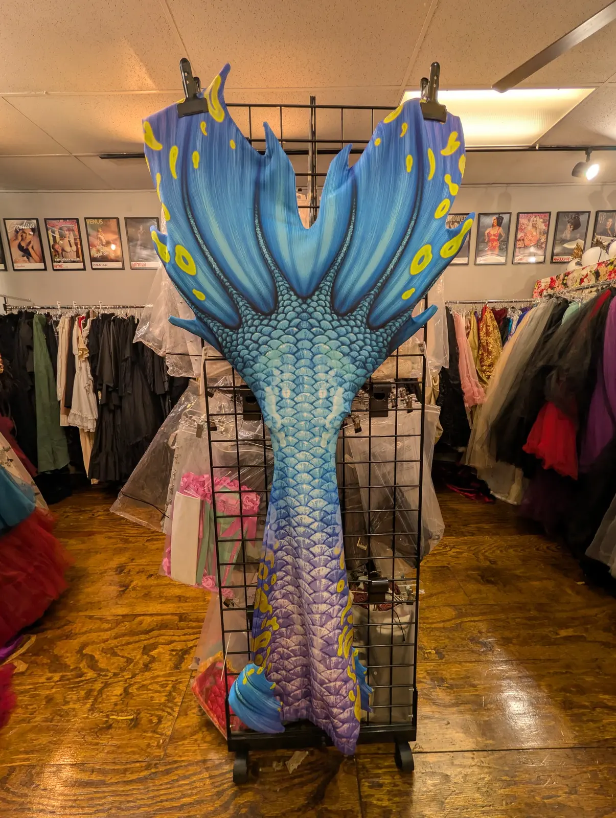 Blue and purple mermaid tail available for fantasy portrait sessions